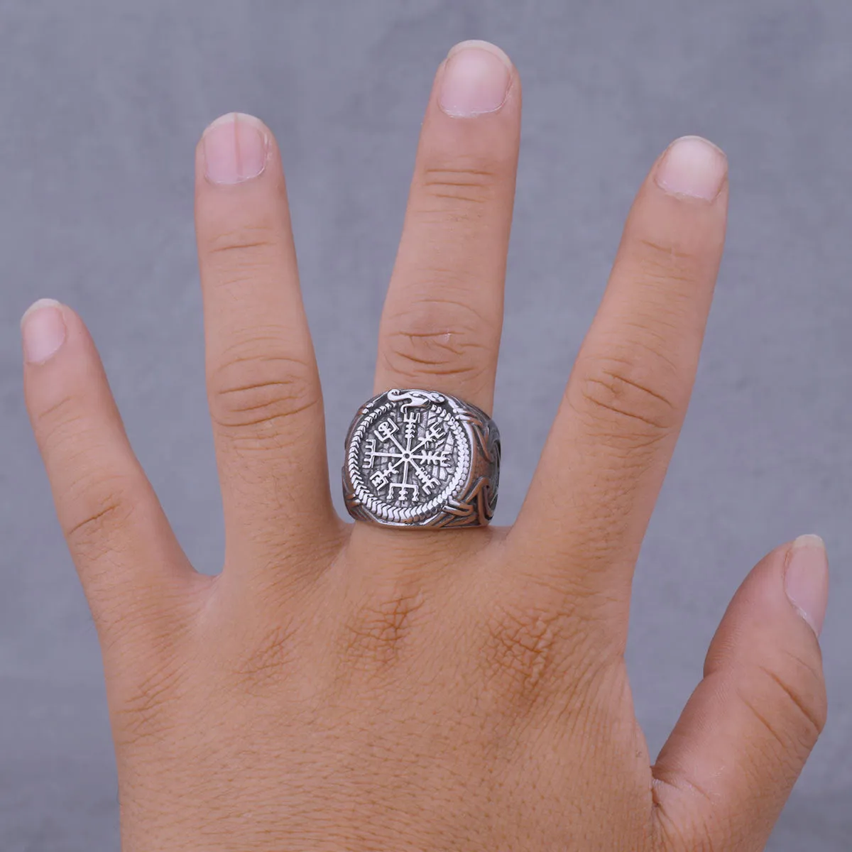 Goth Celtic Compass Rune Ring