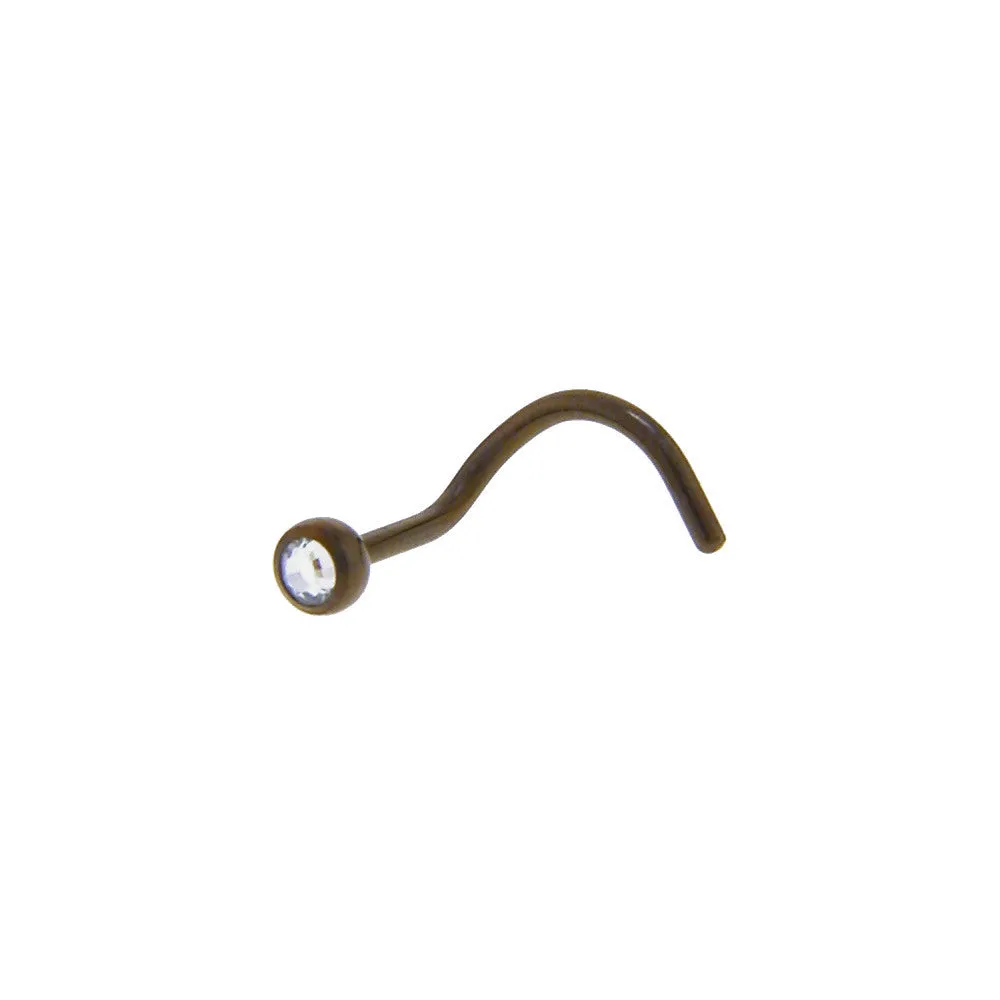 Grade 23 Titanium Bronze Crystalline Gem Nose Ring