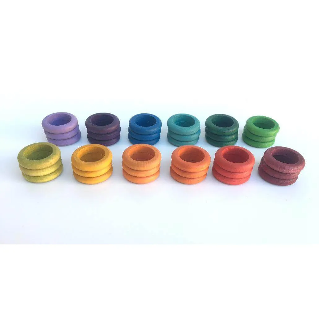 Grapat Coloured Rings - 36 pieces in 12 Colours