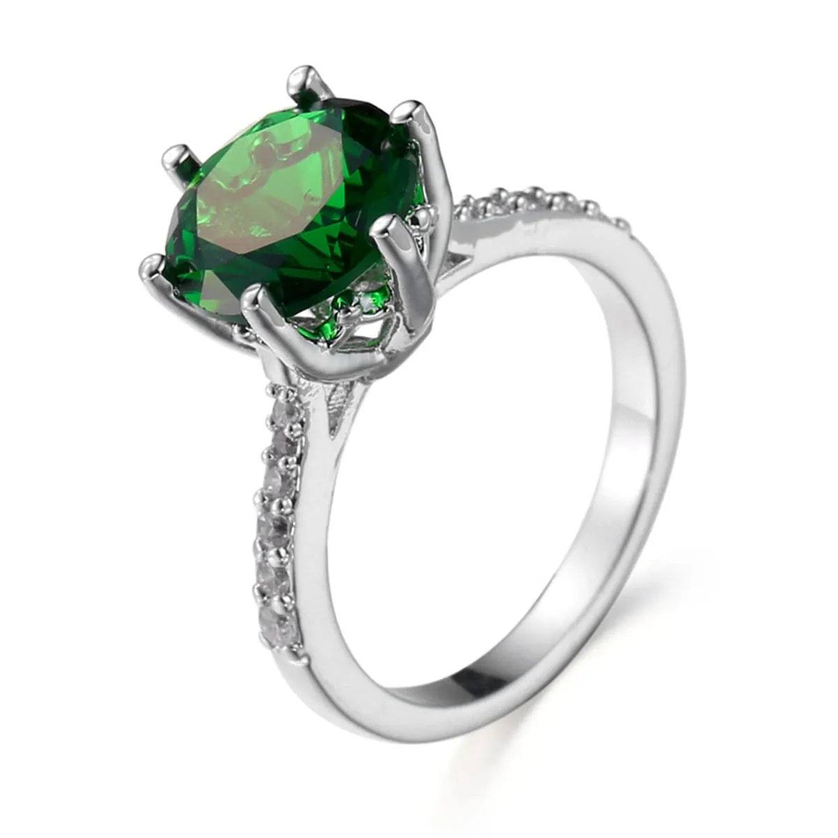Green Crystal & Cubic Zirconia Cocktail Ring