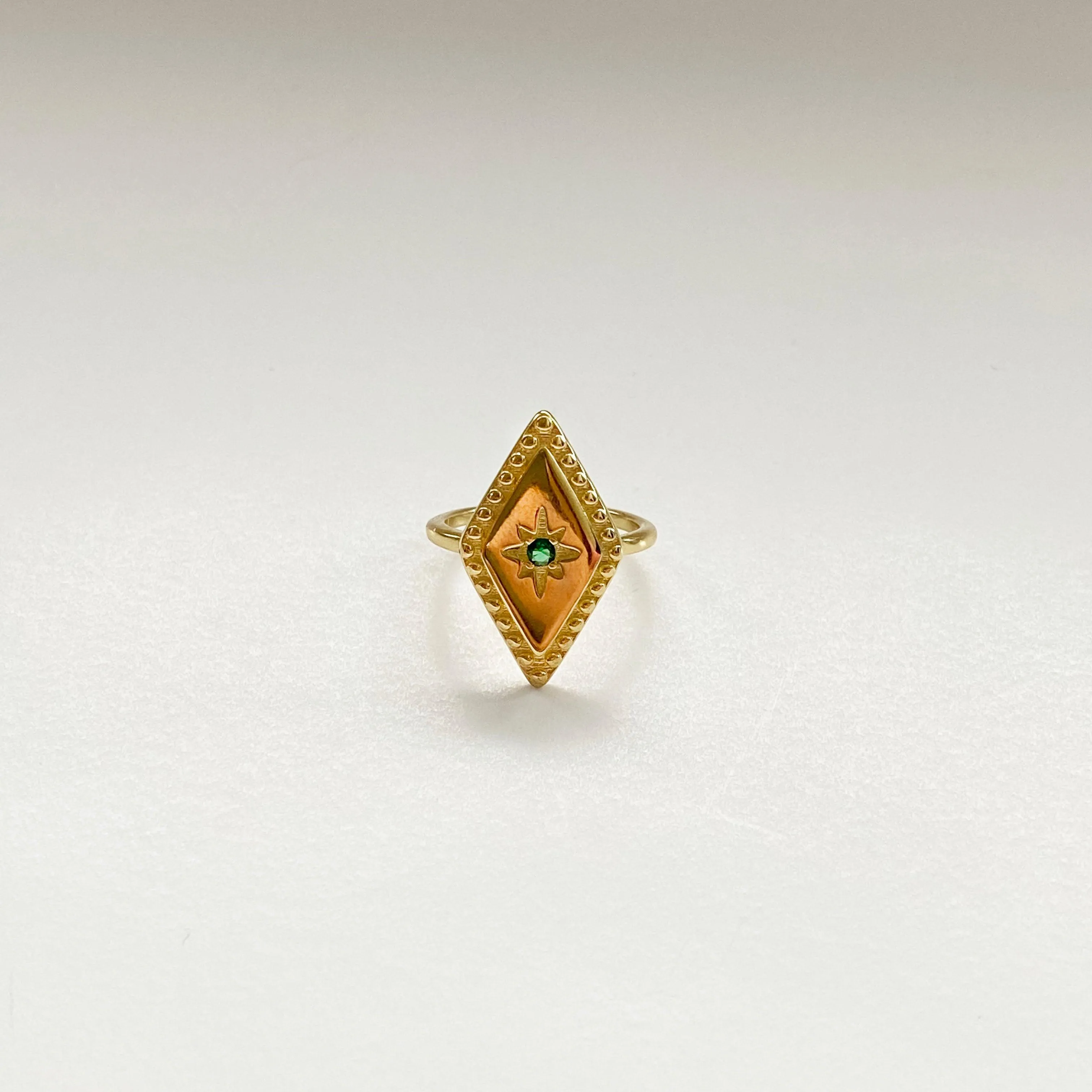Green Cubic Zirconia Ring | 925 Sterling Silver & Gold Plated