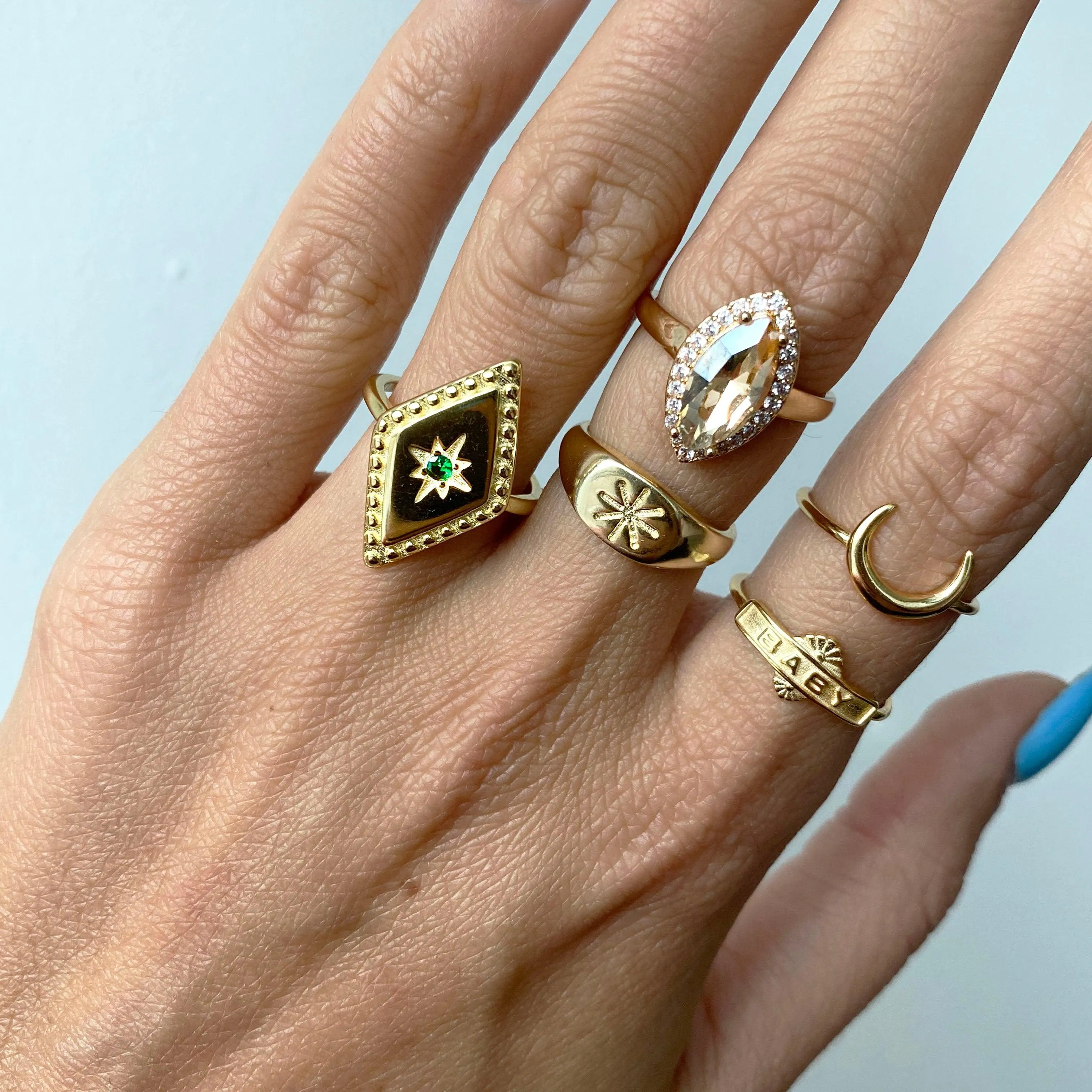 Green Cubic Zirconia Ring | 925 Sterling Silver & Gold Plated
