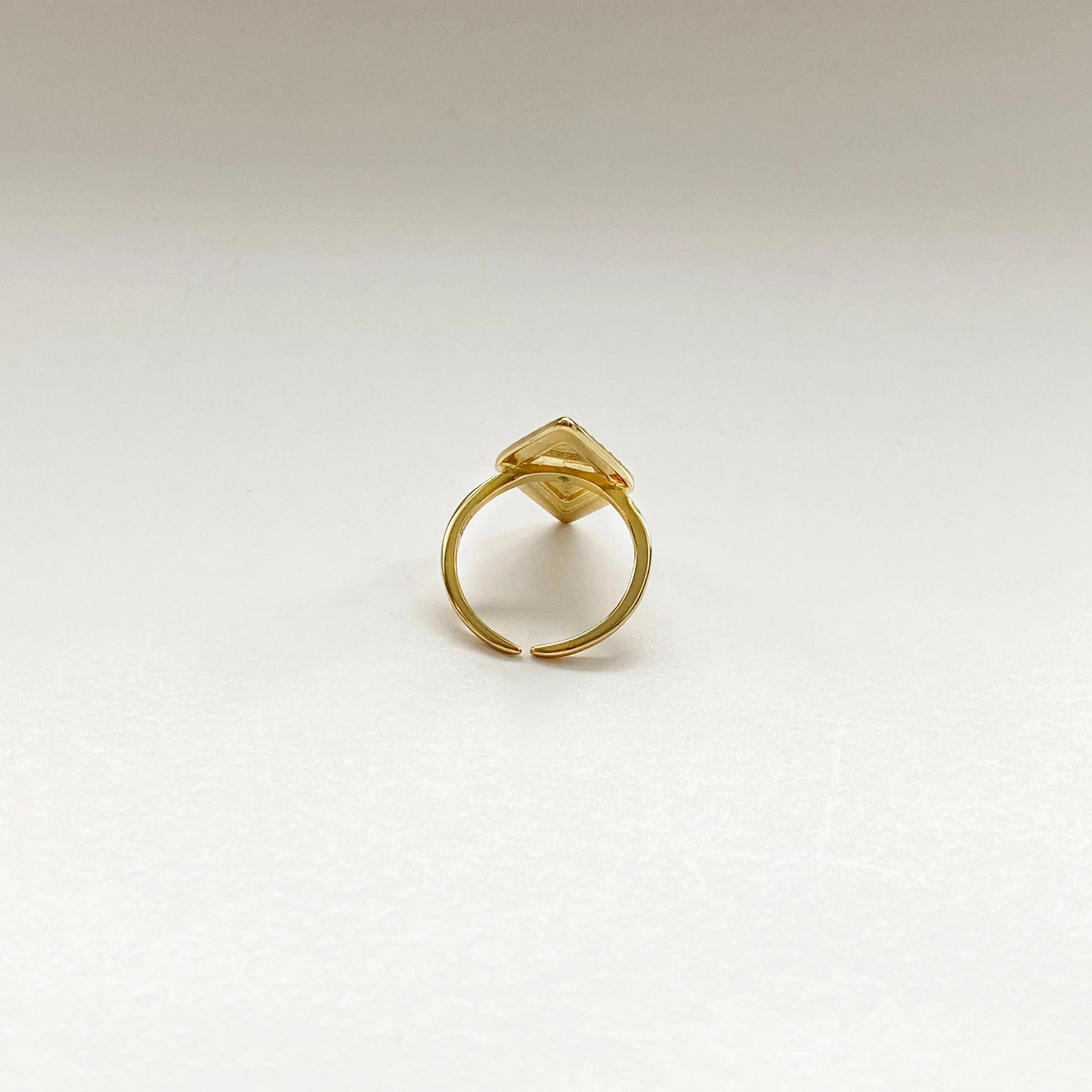 Green Cubic Zirconia Ring | 925 Sterling Silver & Gold Plated