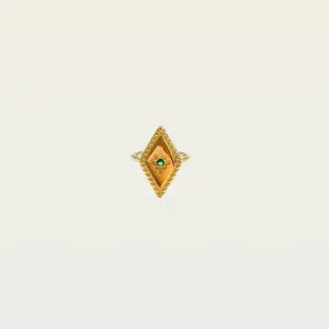 Green Cubic Zirconia Ring | 925 Sterling Silver & Gold Plated