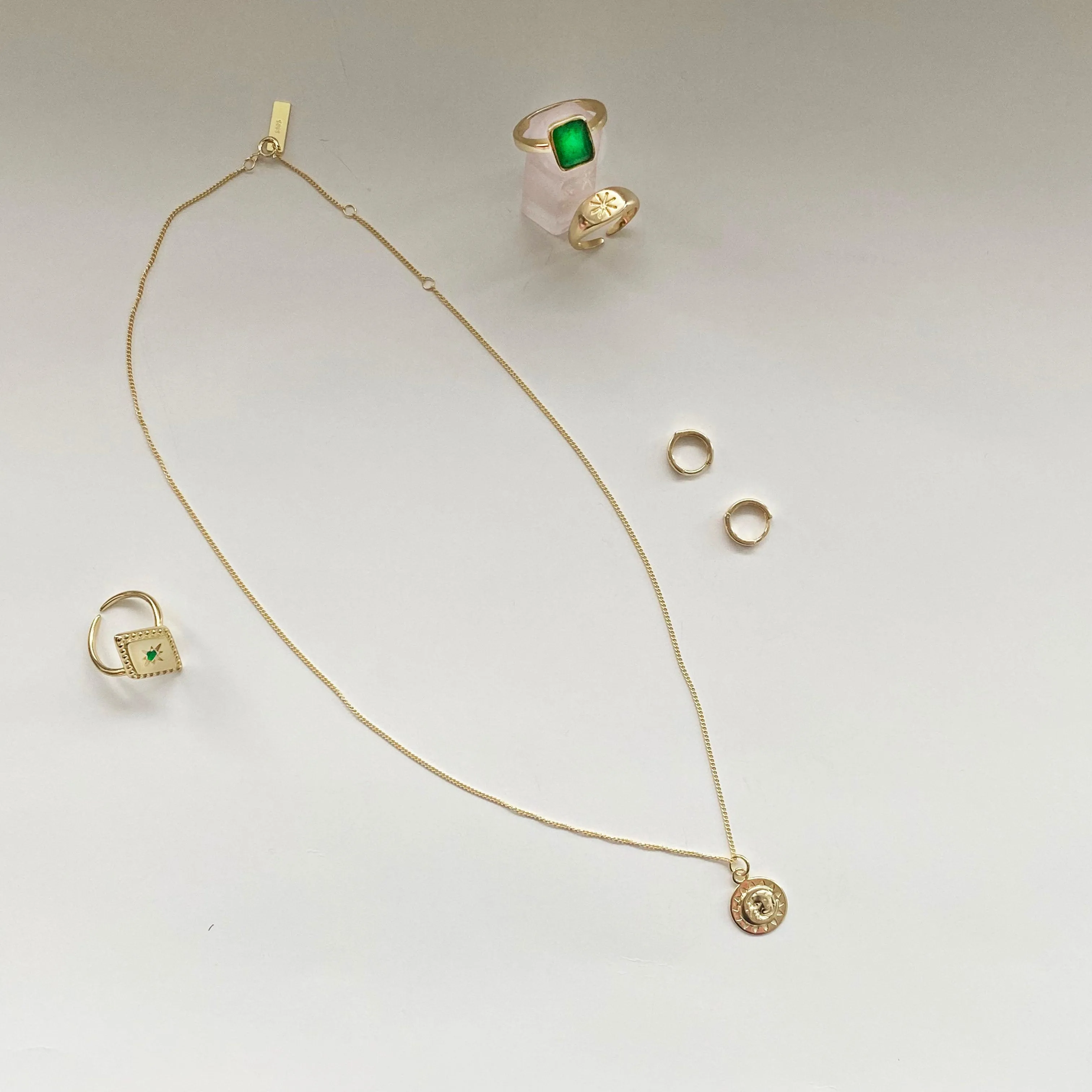 Green Cubic Zirconia Ring | 925 Sterling Silver & Gold Plated