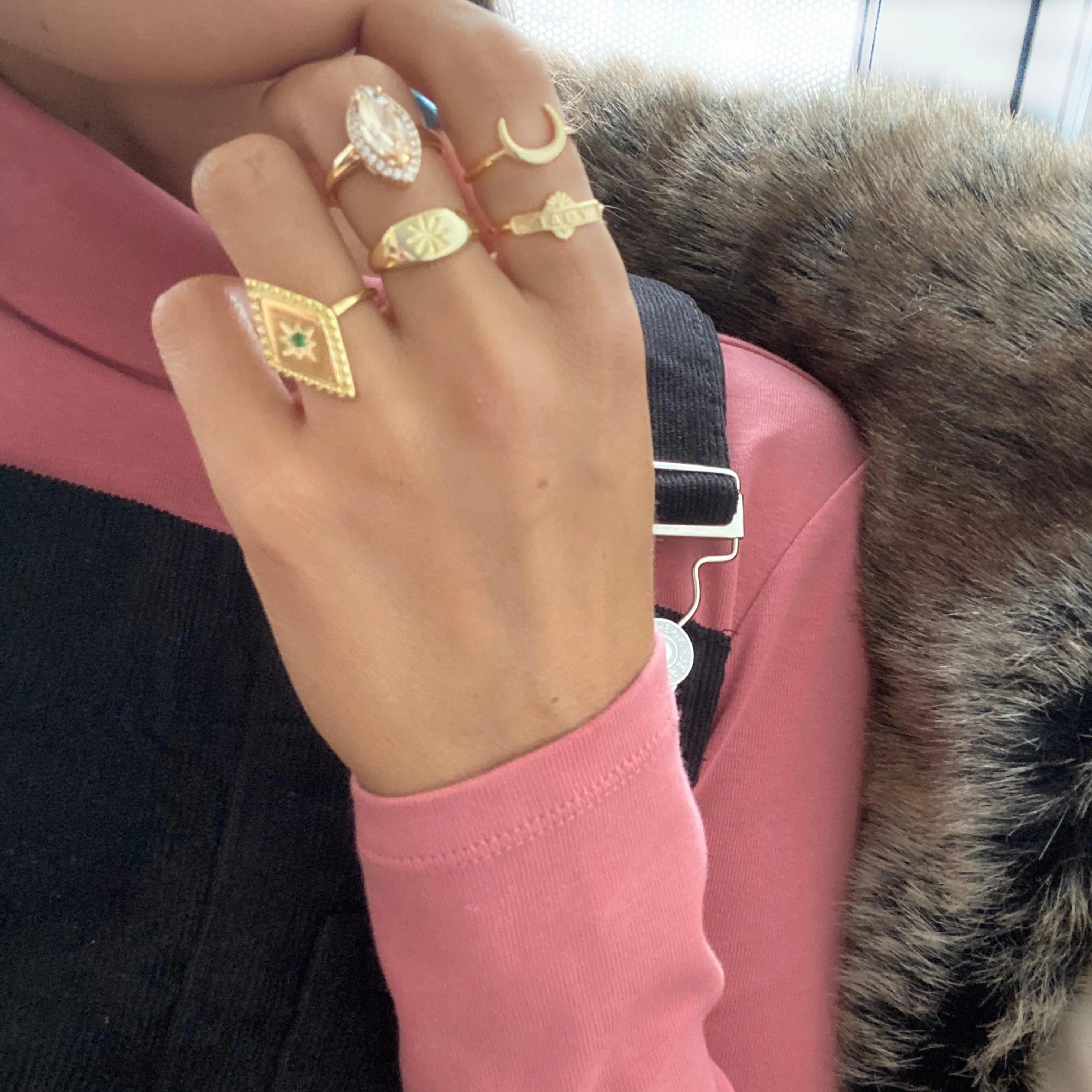 Green Cubic Zirconia Ring | 925 Sterling Silver & Gold Plated