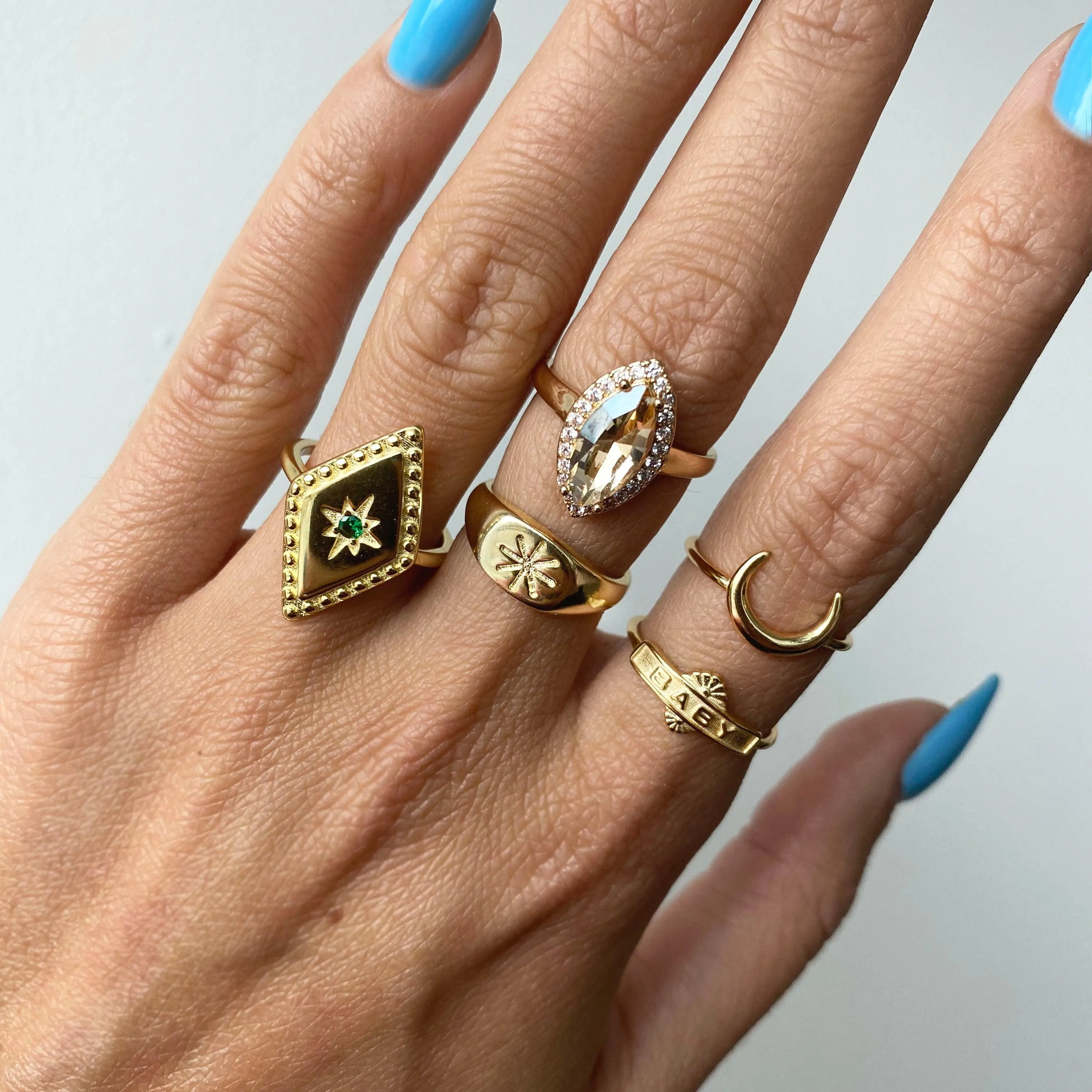 Green Cubic Zirconia Ring | 925 Sterling Silver & Gold Plated