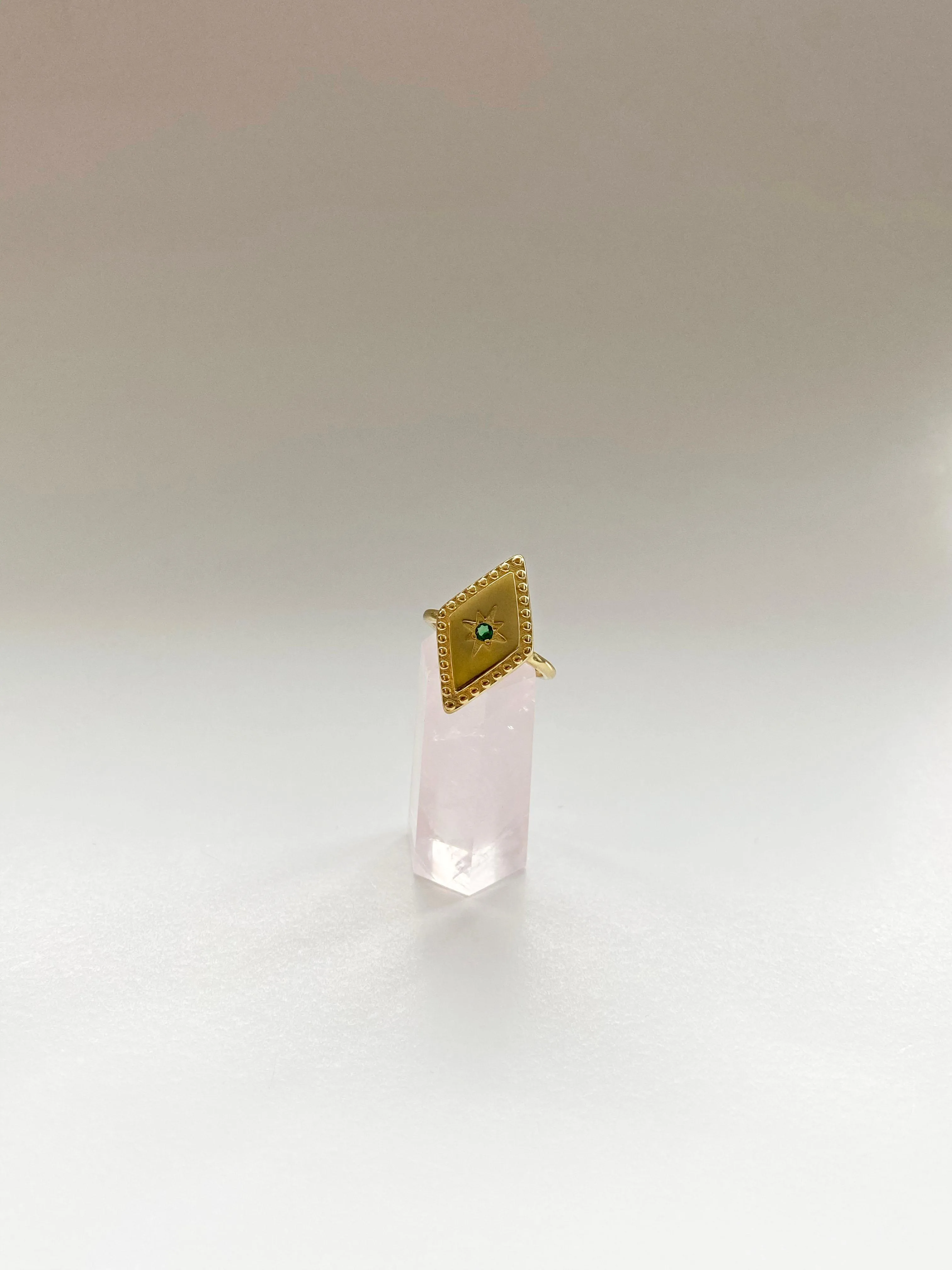 Green Cubic Zirconia Ring | 925 Sterling Silver & Gold Plated