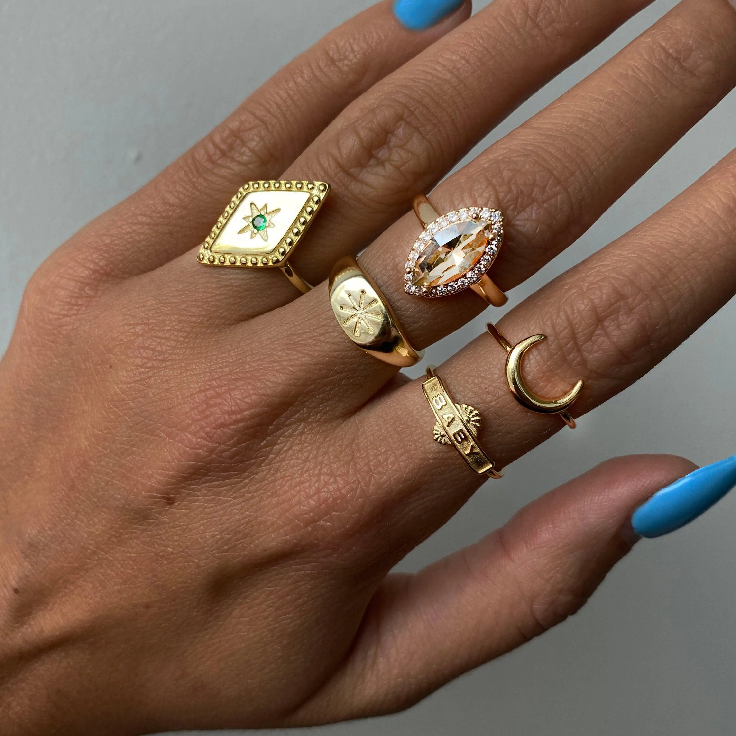 Green Cubic Zirconia Ring | 925 Sterling Silver & Gold Plated