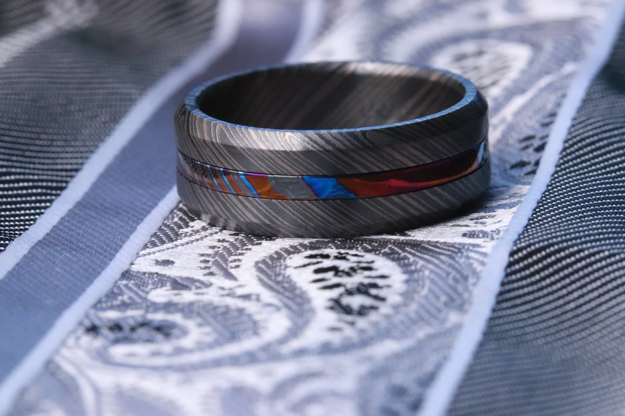 GRY8 NBZR "  Limited Edition Series-8mm niobium zirconium ring, black ring, zirconium titanium Timascus ring