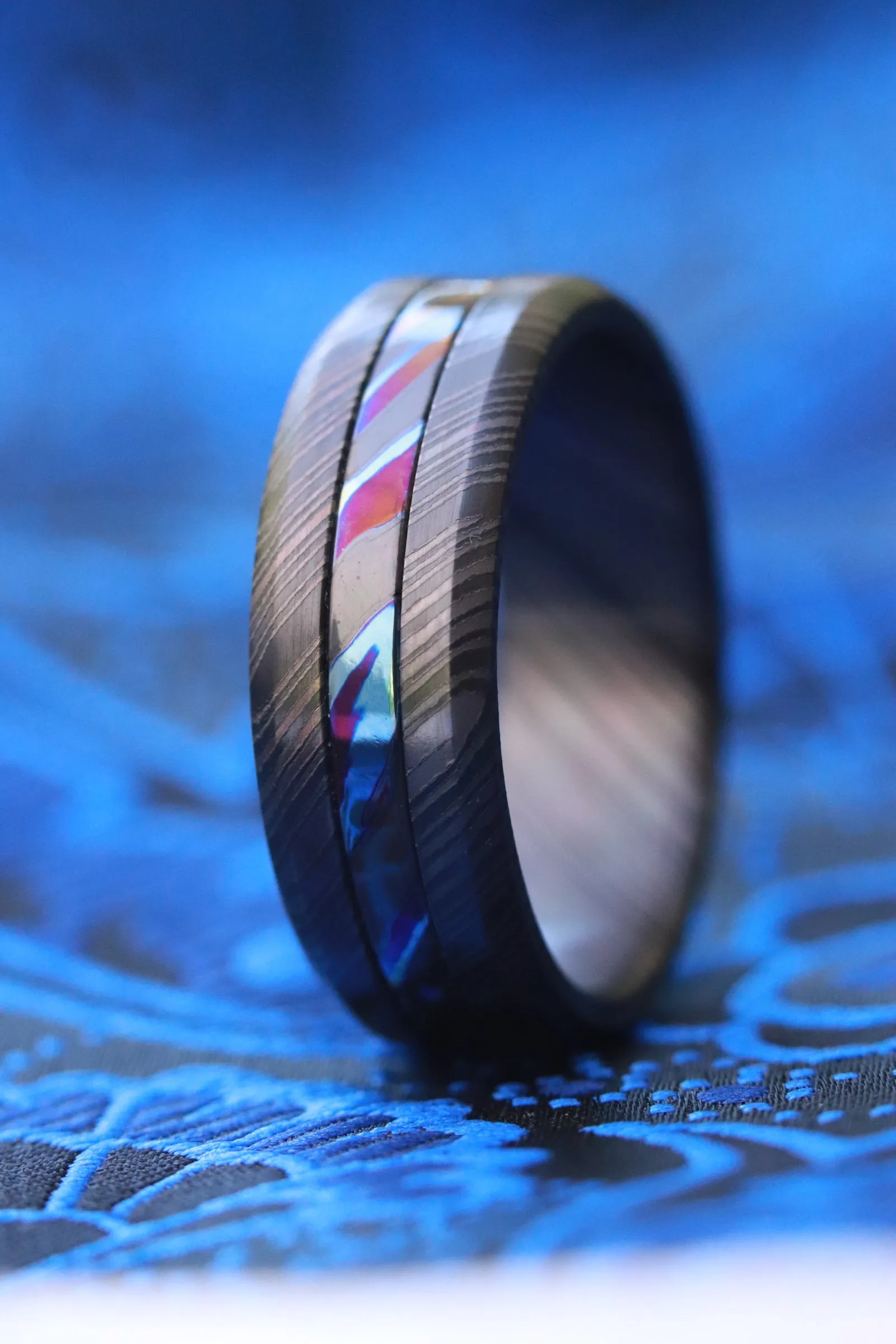 GRY8 NBZR "  Limited Edition Series-8mm niobium zirconium ring, black ring, zirconium titanium Timascus ring