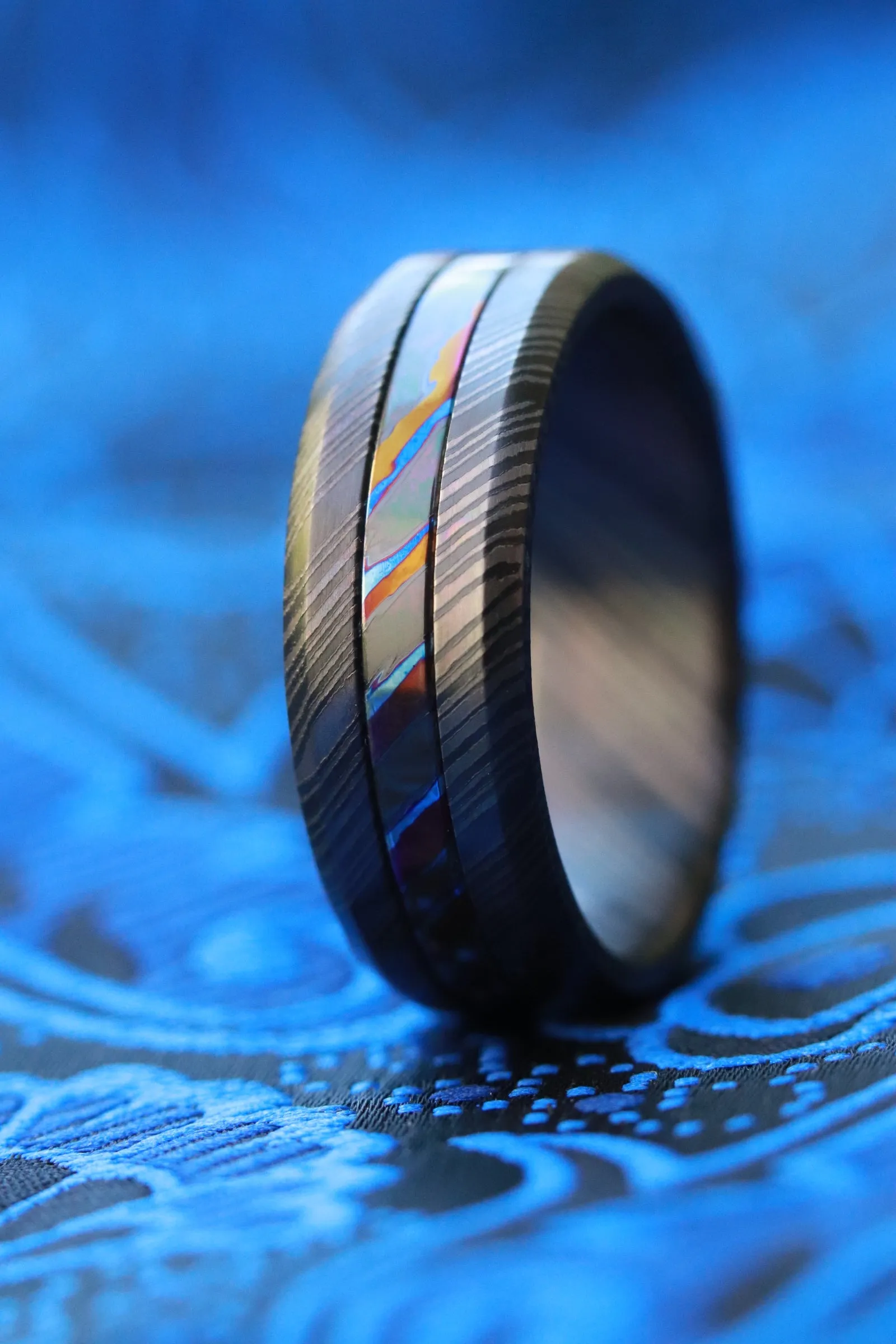 GRY8 NBZR "  Limited Edition Series-8mm niobium zirconium ring, black ring, zirconium titanium Timascus ring