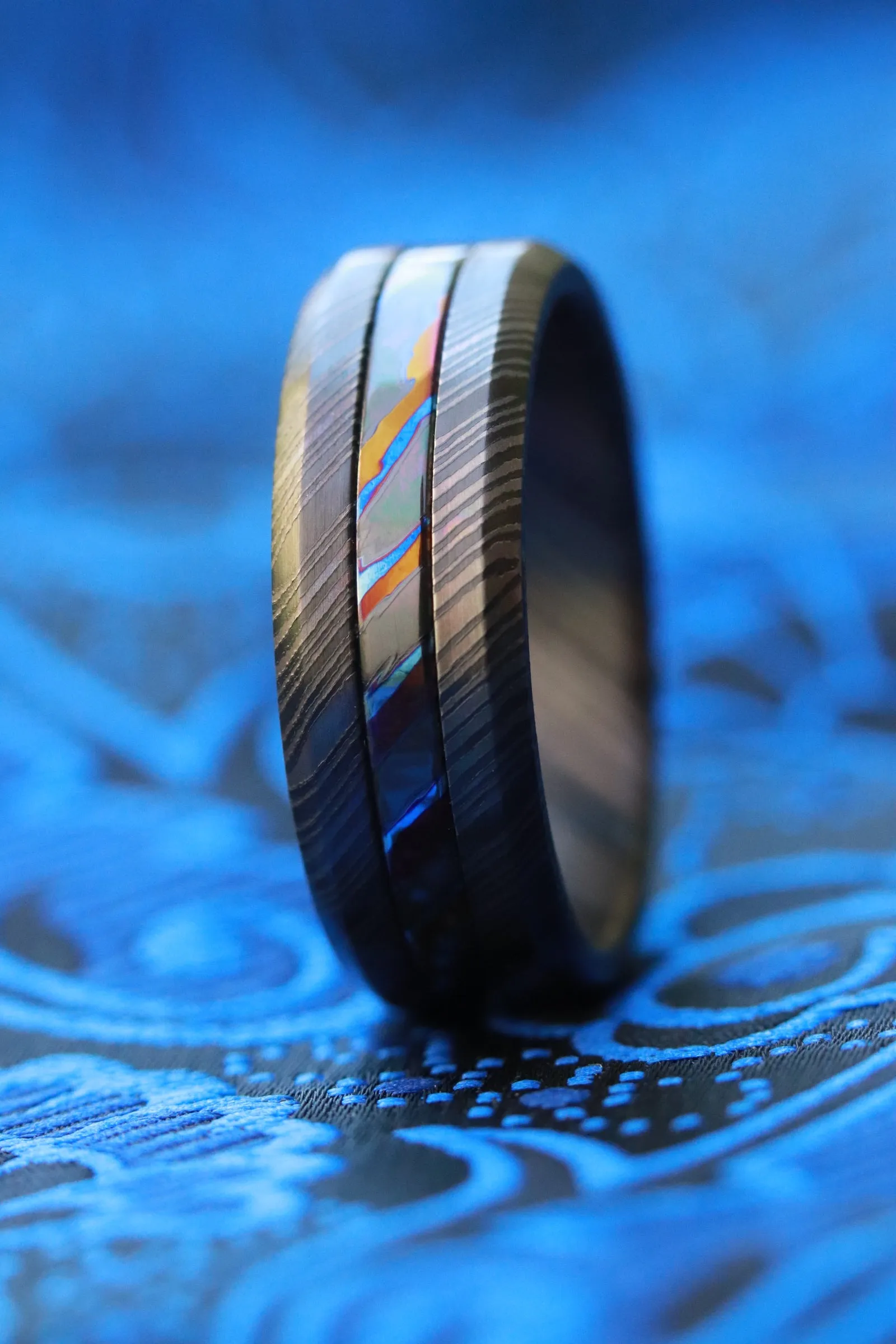 GRY8 NBZR "  Limited Edition Series-8mm niobium zirconium ring, black ring, zirconium titanium Timascus ring