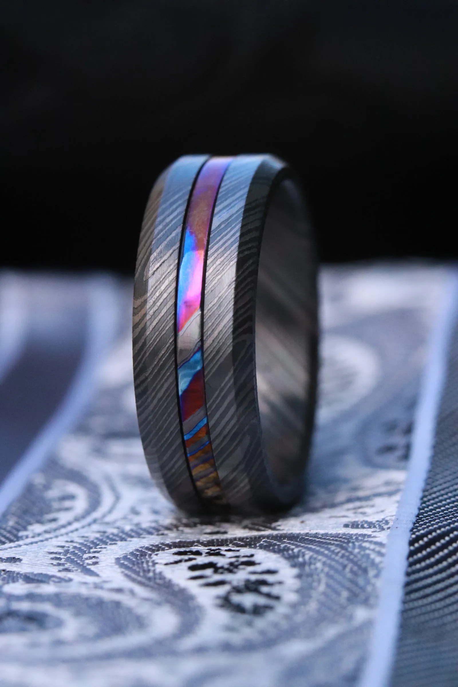 GRY8 NBZR "  Limited Edition Series-8mm niobium zirconium ring, black ring, zirconium titanium Timascus ring