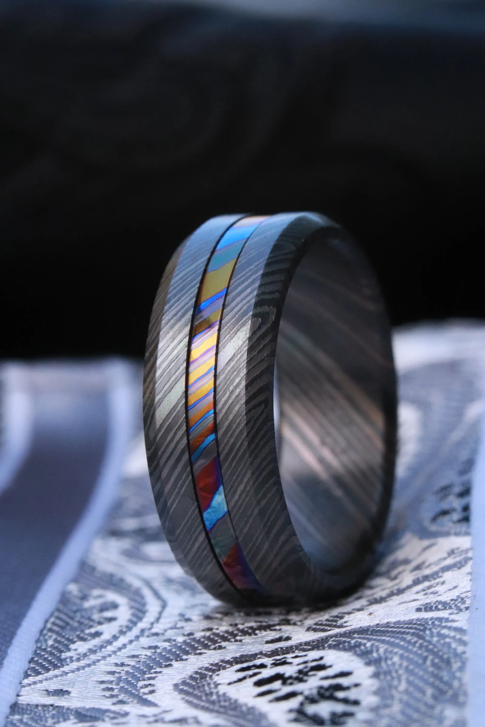 GRY8 NBZR "  Limited Edition Series-8mm niobium zirconium ring, black ring, zirconium titanium Timascus ring