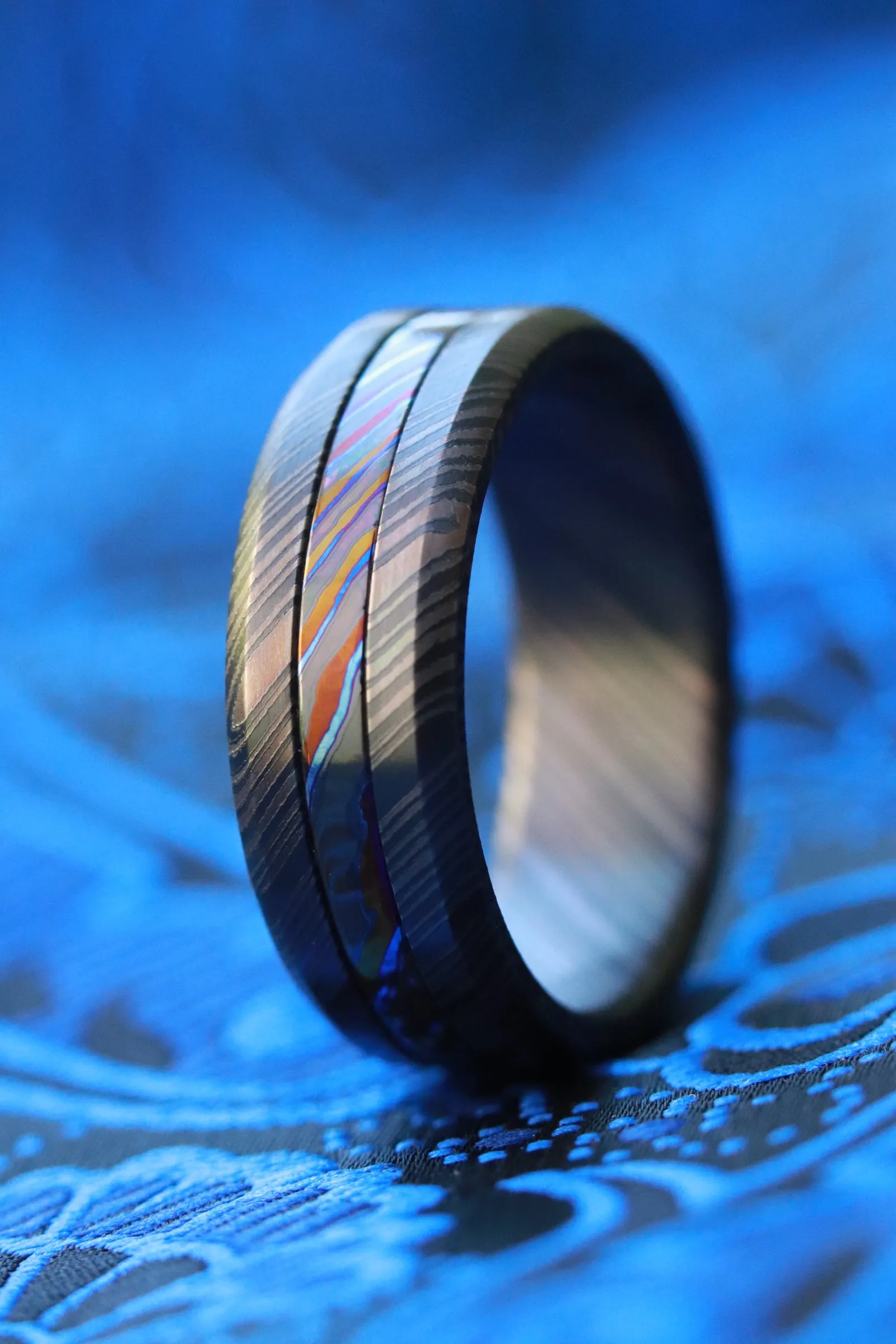 GRY8 NBZR "  Limited Edition Series-8mm niobium zirconium ring, black ring, zirconium titanium Timascus ring
