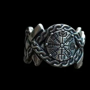 Handcrafted Vegvisir Norse Ornament Sterling Silver Ring