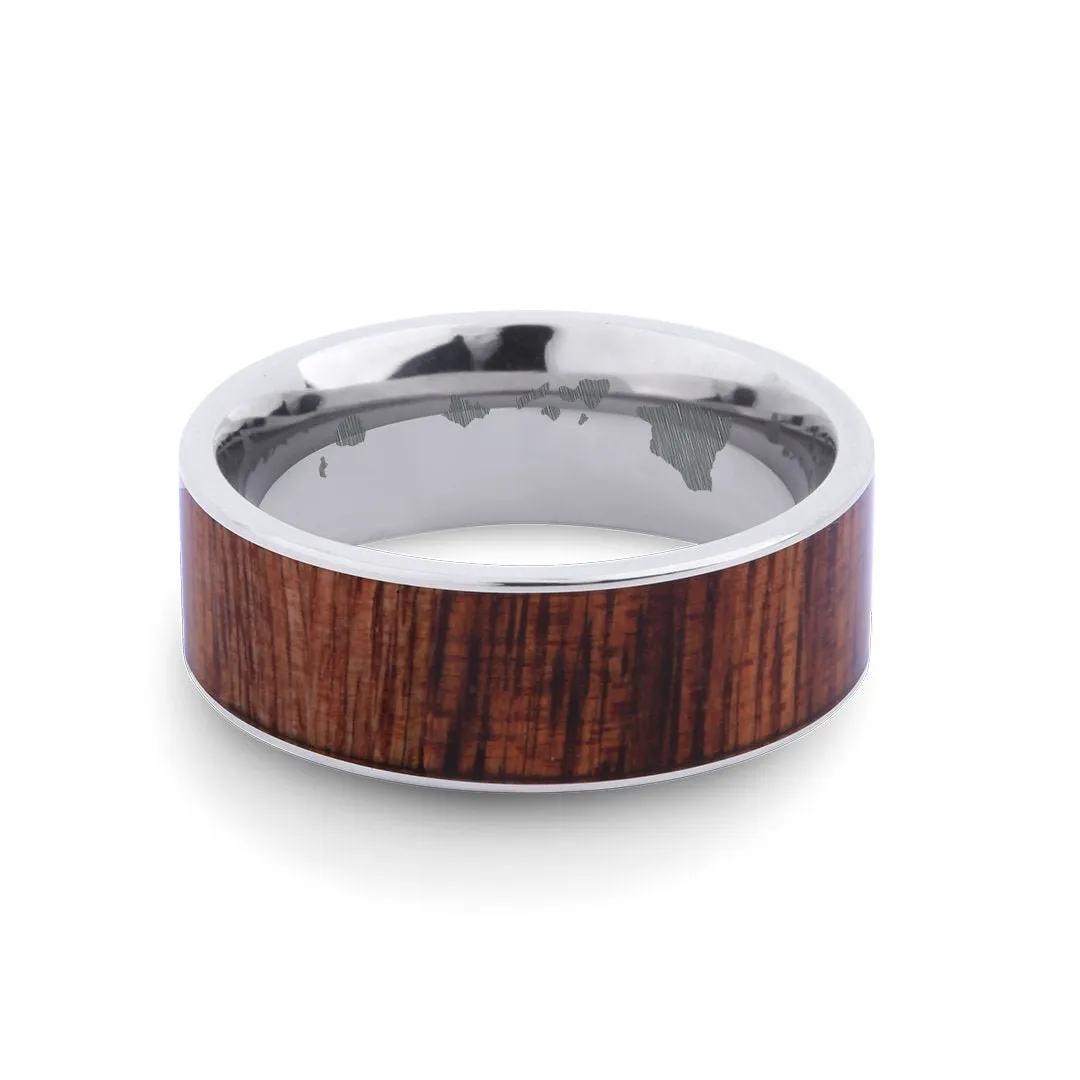 Hawaiian Koa Wood Wide Titanium Ring