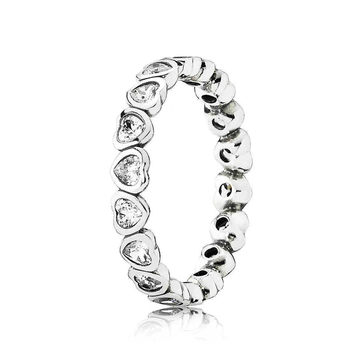 Heart silver ring with cubic zirconia