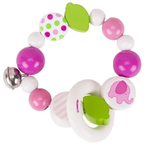 Heimess Wooden Rattles - Touch Ring Elastic Pink Elephant