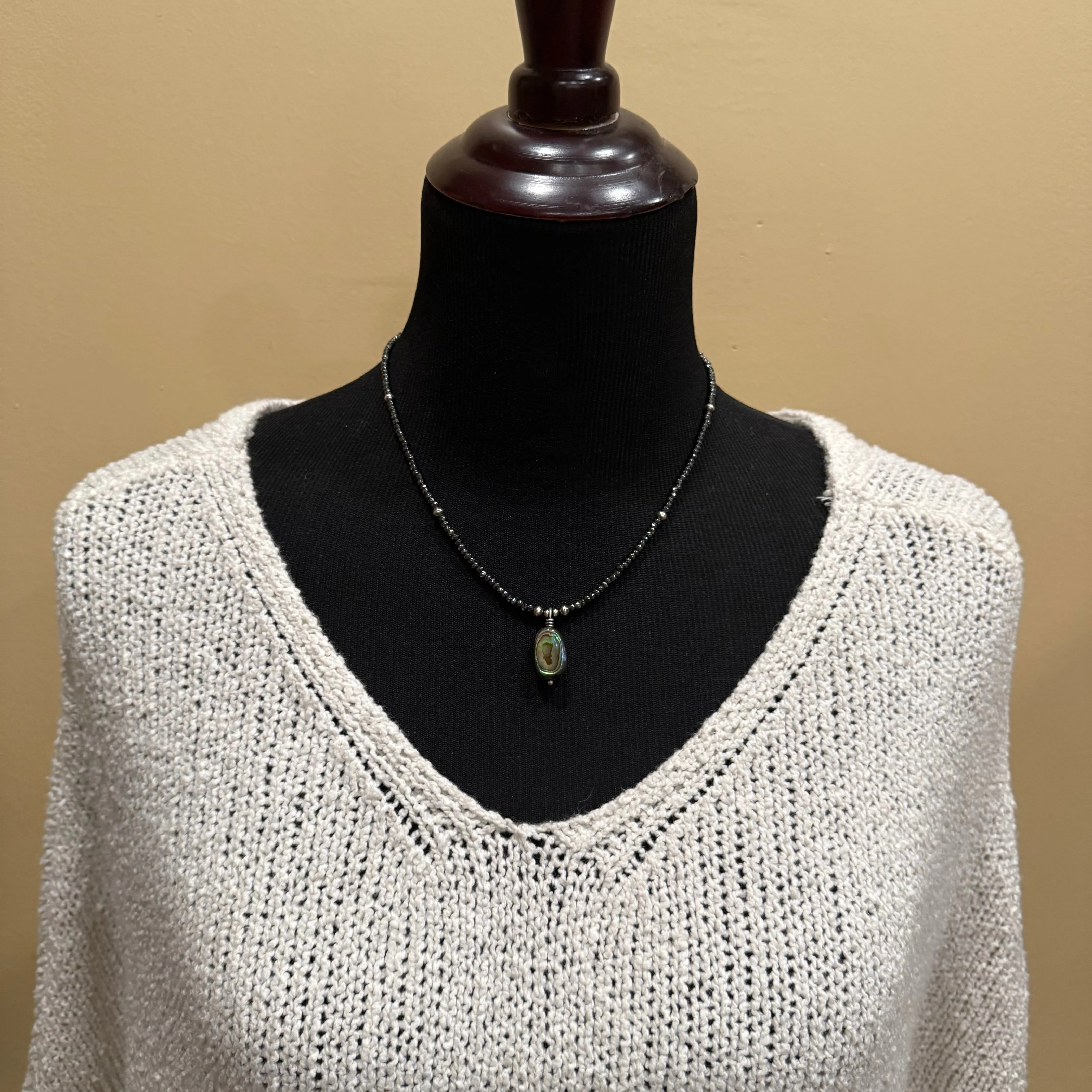 Hematite Navajo Pearl Abalone Necklace