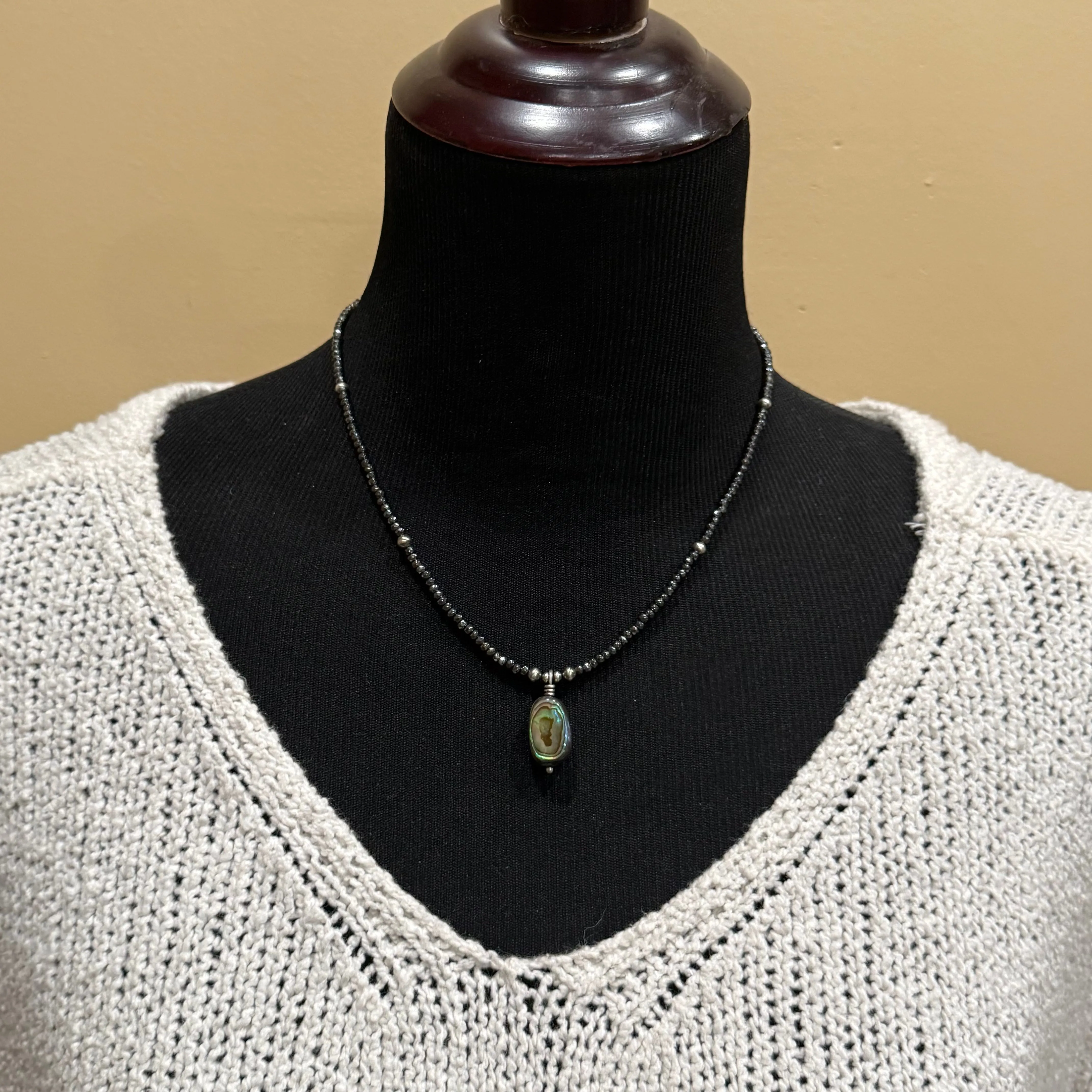 Hematite Navajo Pearl Abalone Necklace