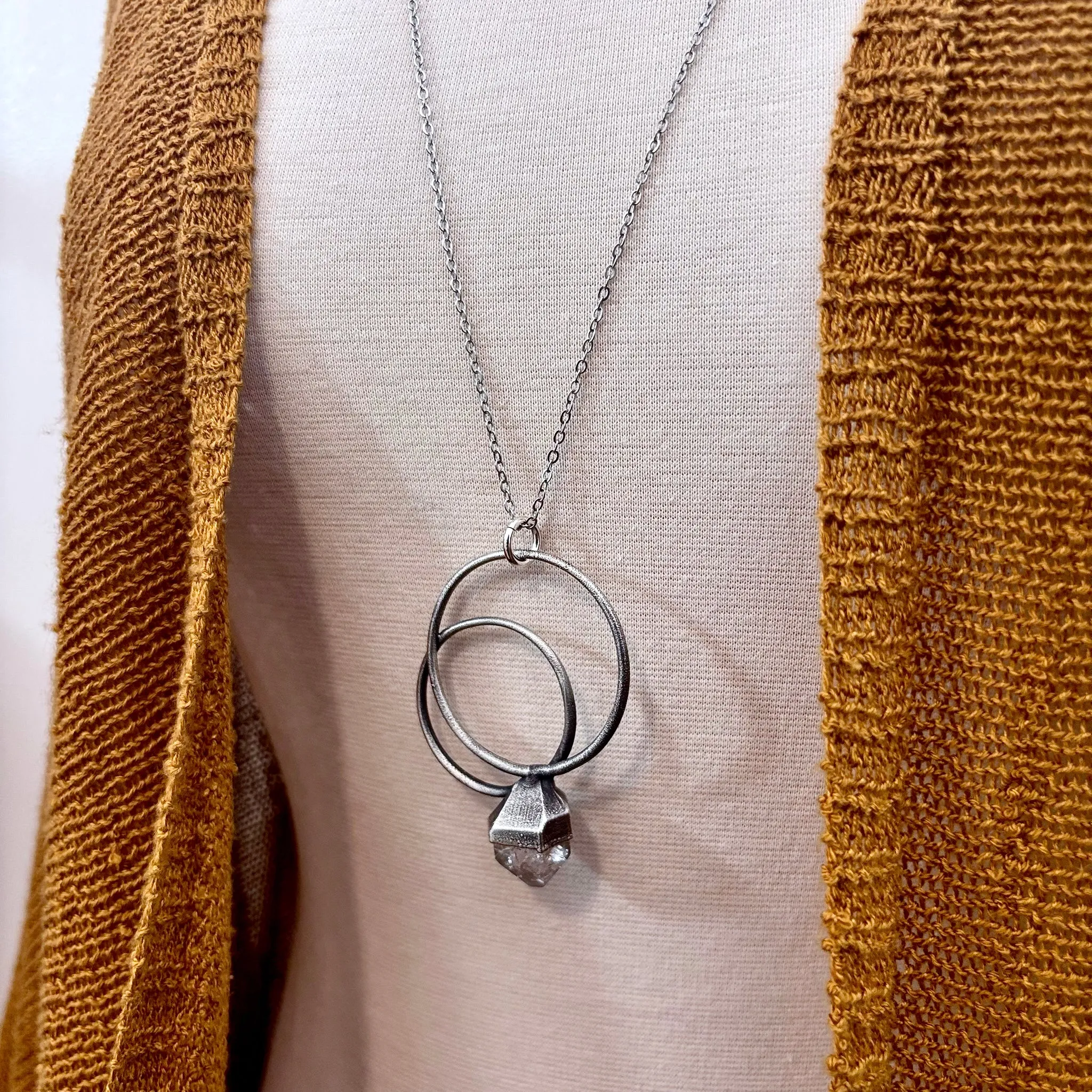 Herkimer Diamond Crystal  Necklace in Fine Silver / Foxlark Collection - One of a Kind