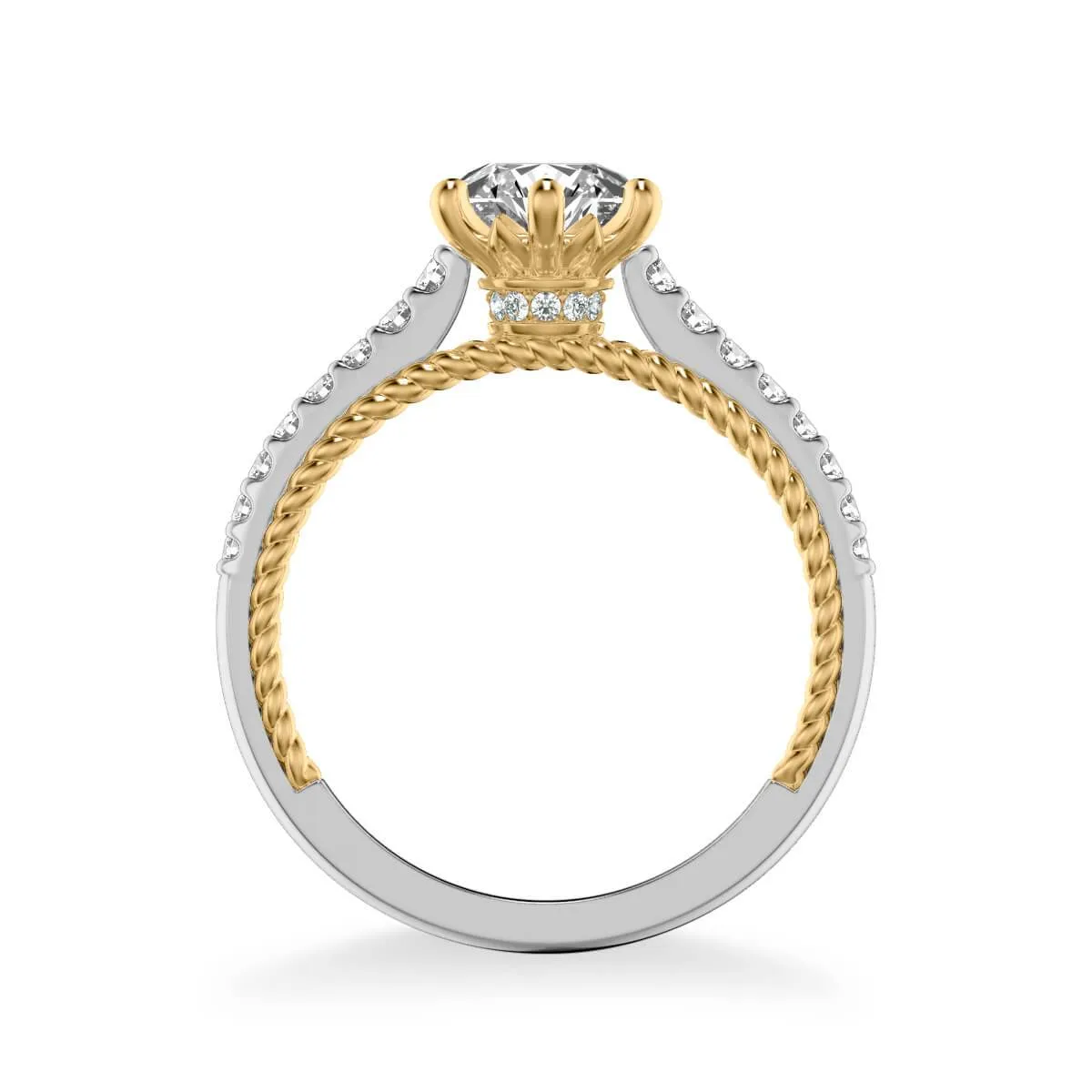 Ilena Contemporary Side Stone Rope Diamond Engagement Ring