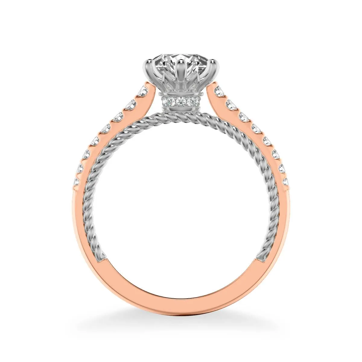 Ilena Contemporary Side Stone Rope Diamond Engagement Ring