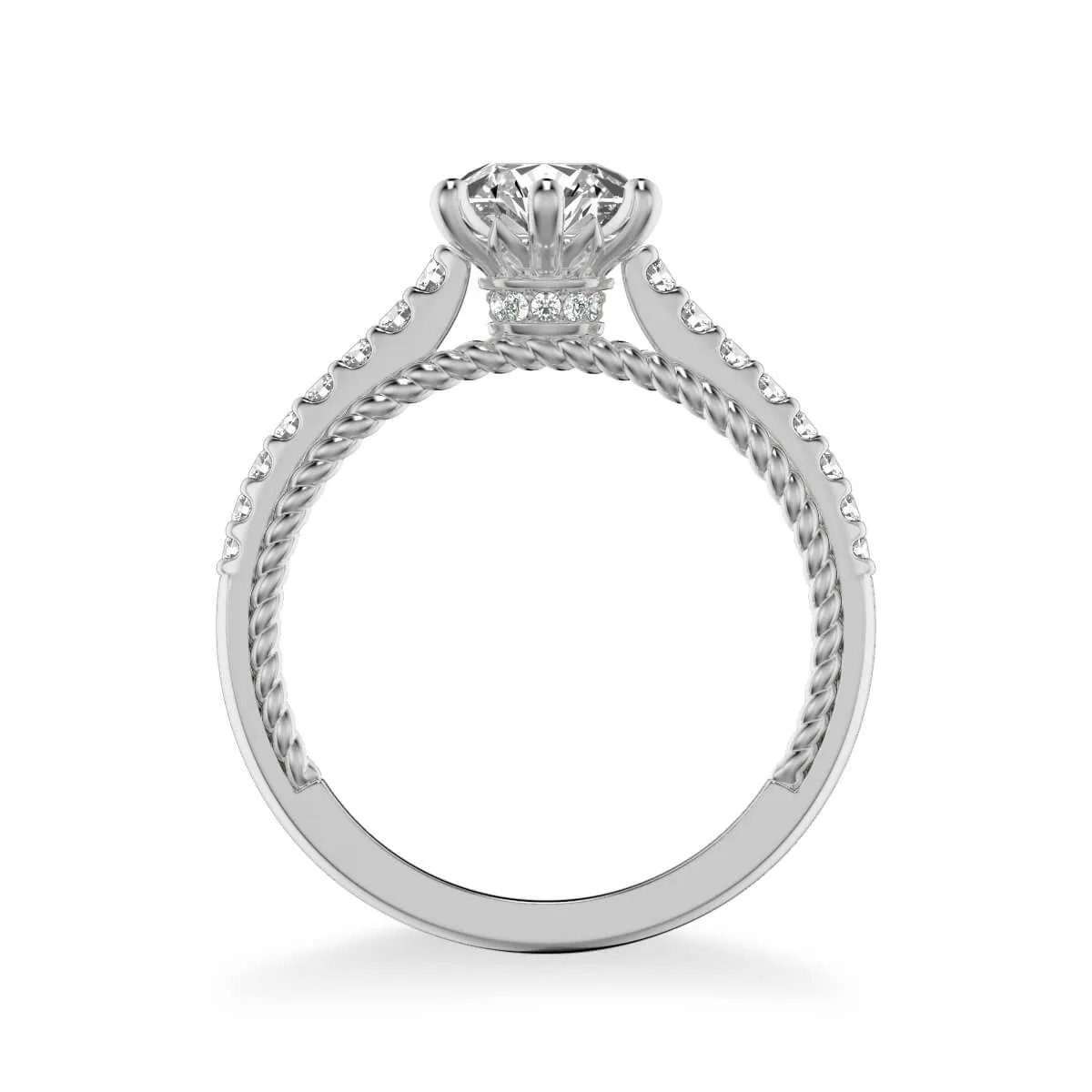 Ilena Contemporary Side Stone Rope Diamond Engagement Ring