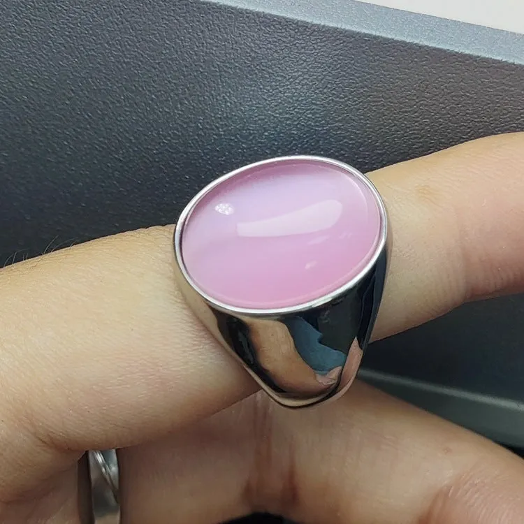 Imitation Natural Agate Inlaid Color Gemstone Ring Men's Retro Domineering Fashion Simple Imitation Cat's Eye Stone