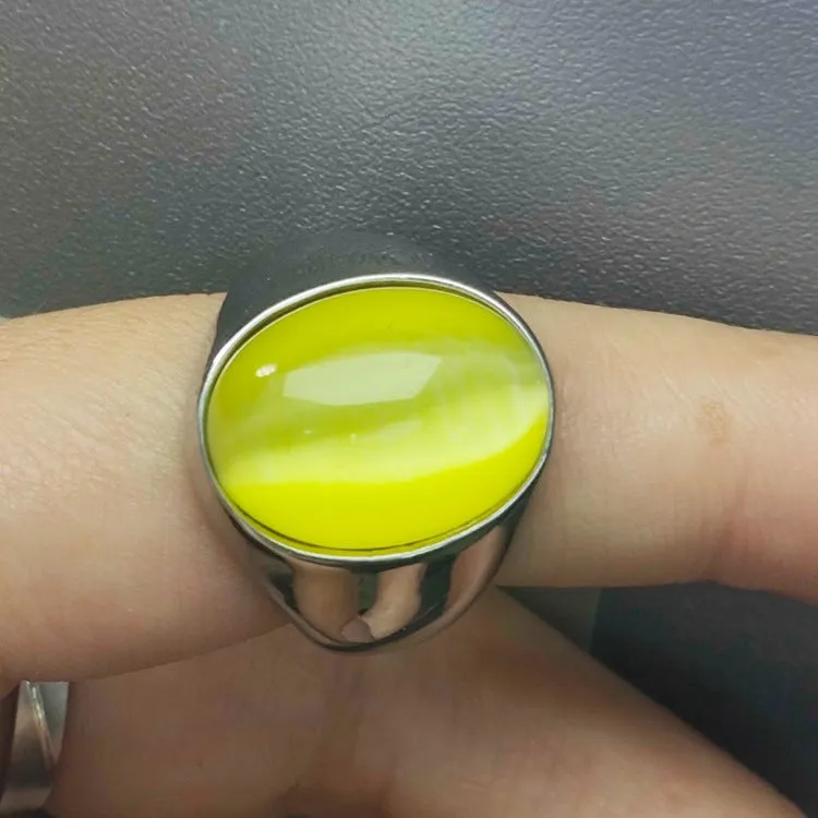 Imitation Natural Agate Inlaid Color Gemstone Ring Men's Retro Domineering Fashion Simple Imitation Cat's Eye Stone