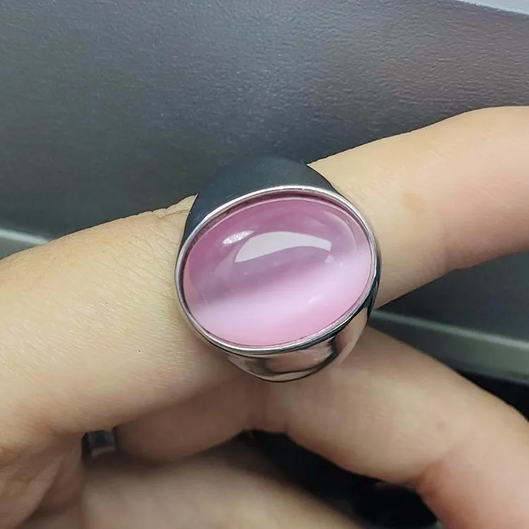 Imitation Natural Agate Inlaid Color Gemstone Ring Men's Retro Domineering Fashion Simple Imitation Cat's Eye Stone
