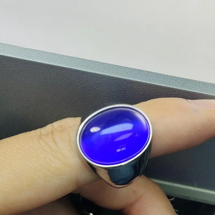 Imitation Natural Agate Inlaid Color Gemstone Ring Men's Retro Domineering Fashion Simple Imitation Cat's Eye Stone