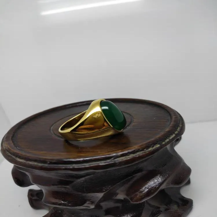 Imitation Natural Agate Inlaid Color Gemstone Ring Men's Retro Domineering Fashion Simple Imitation Cat's Eye Stone