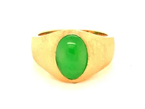 Imperial Green Jadeite Jade Ring -14k Yellow Gold