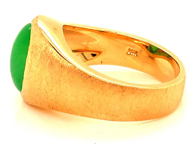 Imperial Green Jadeite Jade Ring -14k Yellow Gold