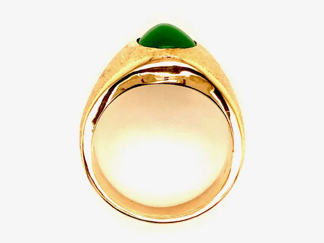 Imperial Green Jadeite Jade Ring -14k Yellow Gold