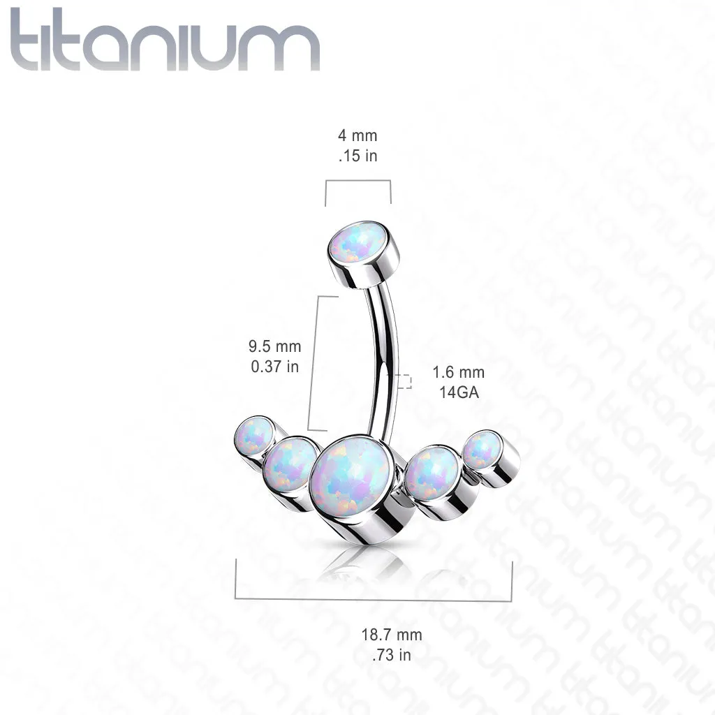 Implant Grade Titanium Opal Bezel Set Navel Belly Button Ring