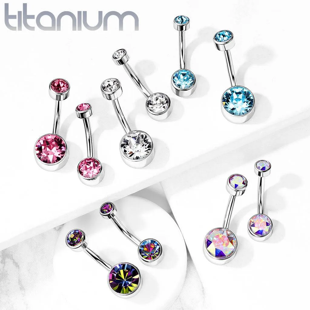 Internally Threaded Grade Titanium Bezel Pink Gem Belly Ring