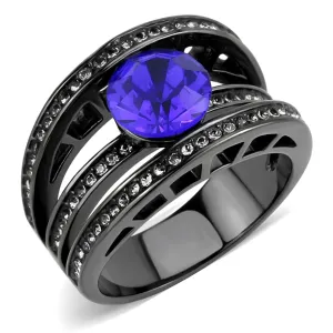 IP Light Black Stainless Steel Ring with Sapphire Crystal - Top Grade