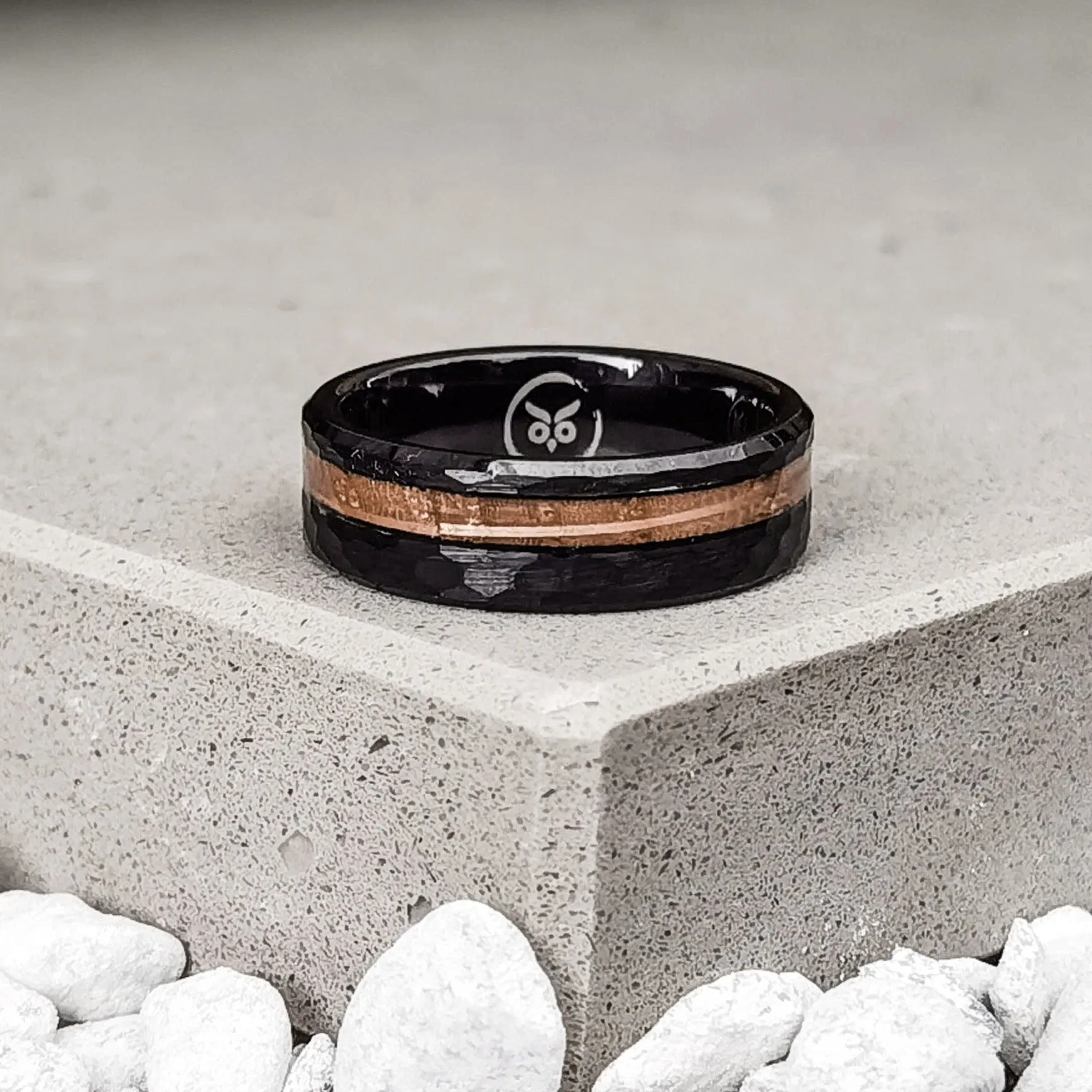 Johnny Black Double - Whiskey Barrel Men's Tungsten Ring