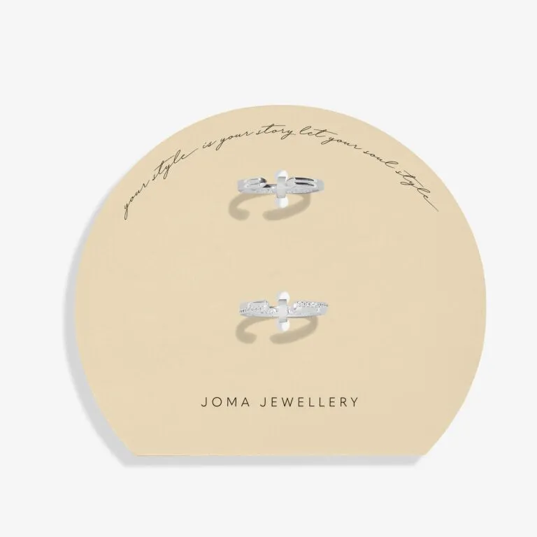 Joma Soul Shine CZ Band Silver Set Of 2 Rings