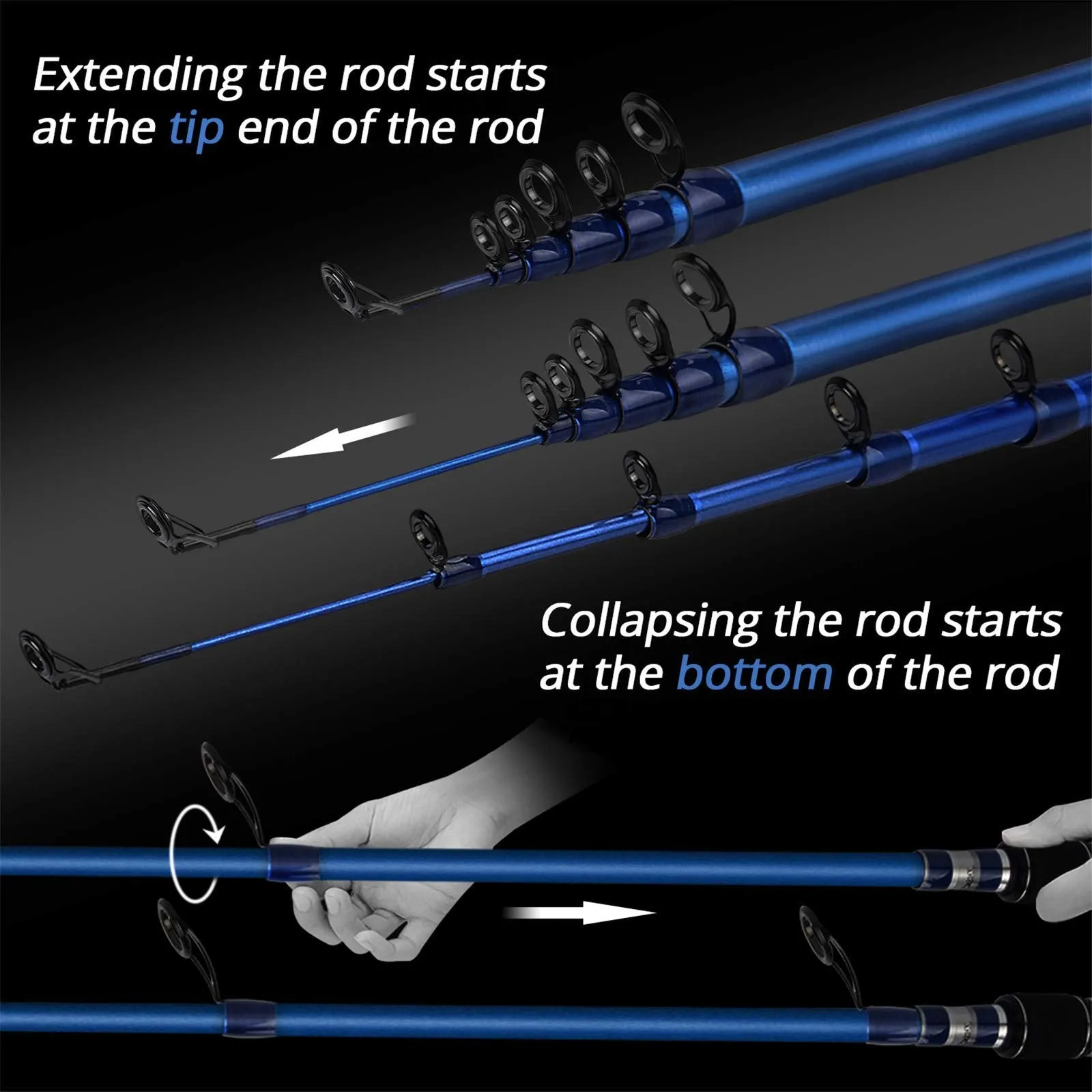 KastKing Compass Telescopic Fishing Rods, Spinning Rod, 5ft 6in - Light - Moderate