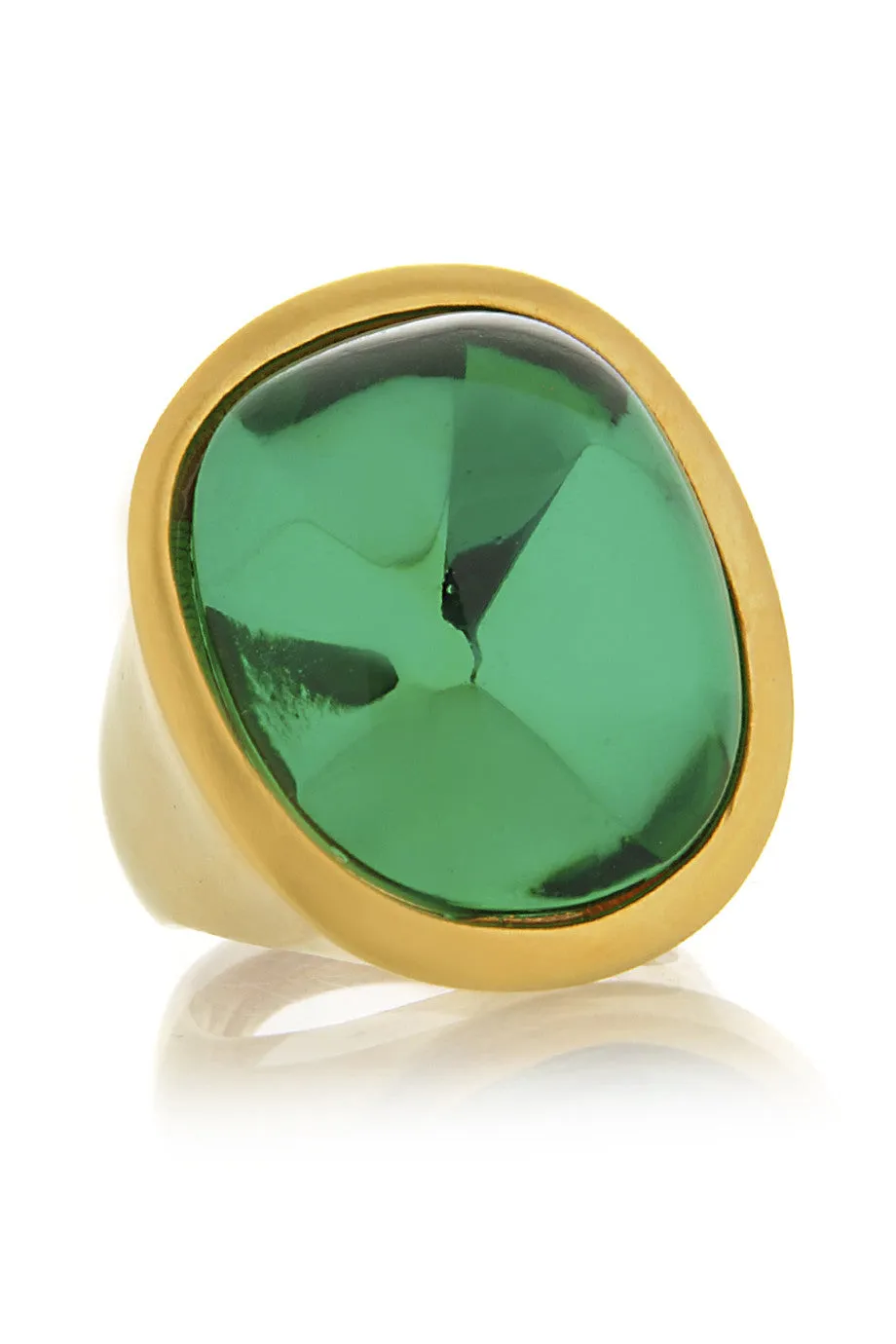 KENNETH JAY LANE EMERALD Oval Green Crystal Cocktail Ring