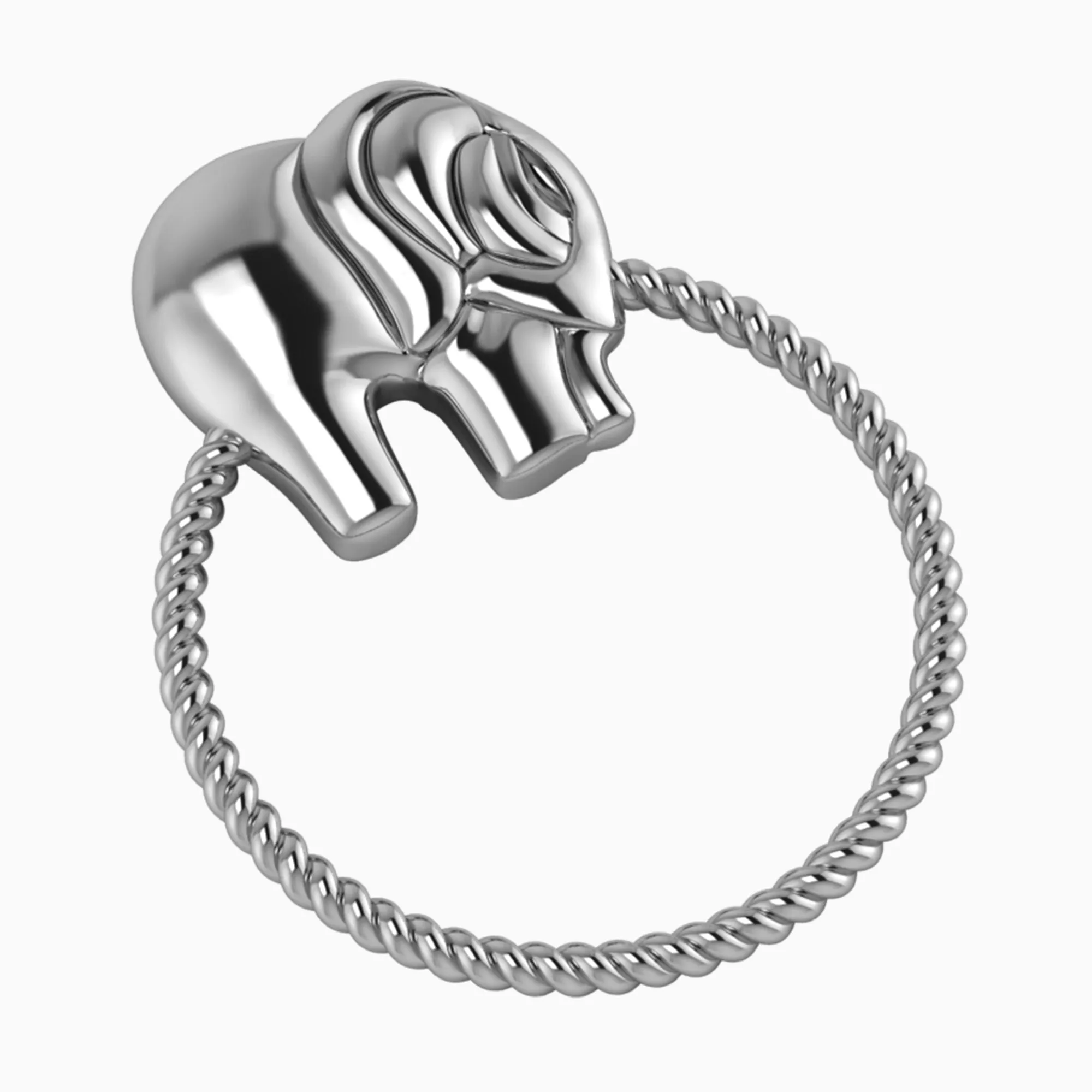 Krysaliis Sterling Silver Rattlem - Rope Ring Elephant