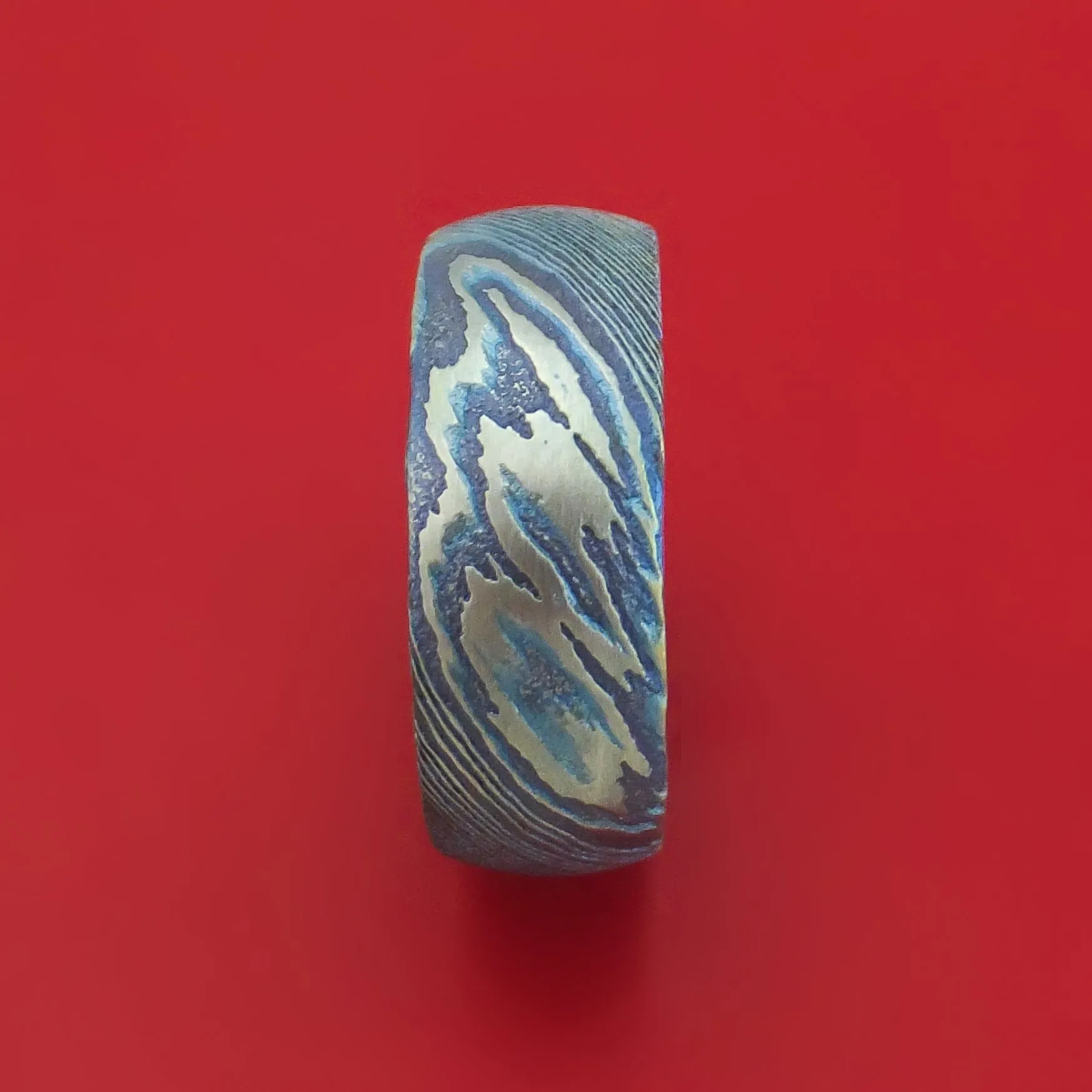 Kuro-Ti Twisted Titanium Etched And Heat-Treated Ring With Hardwood Sleeve Custom Made Band