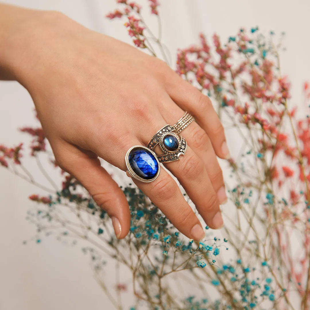 Labradorite Leaf Ring Sterling Silver