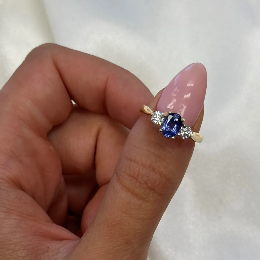 Large Oval Sapphire and Diamond Ring