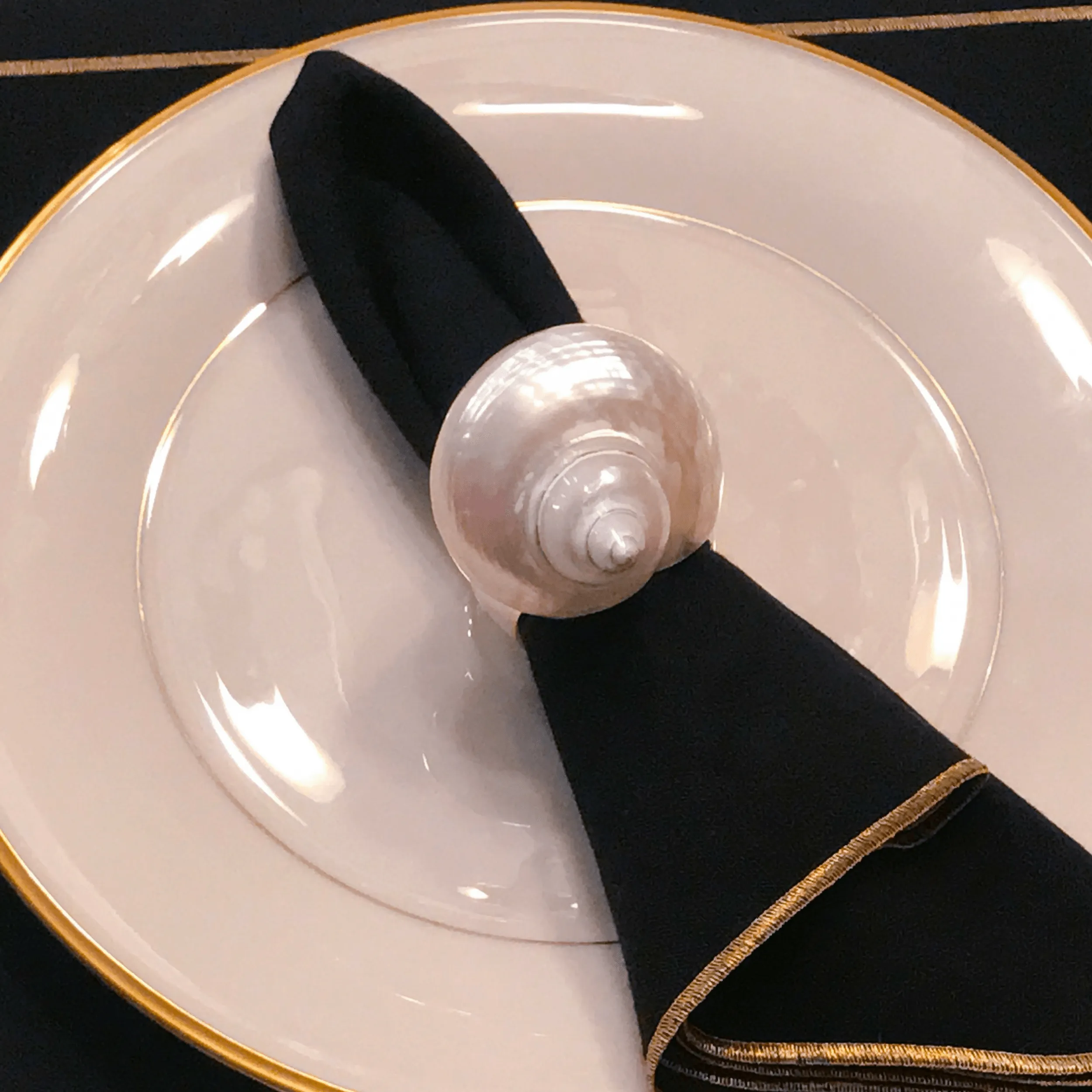 Large Pearl Turbo Shell Napkin Ring | Set of 4